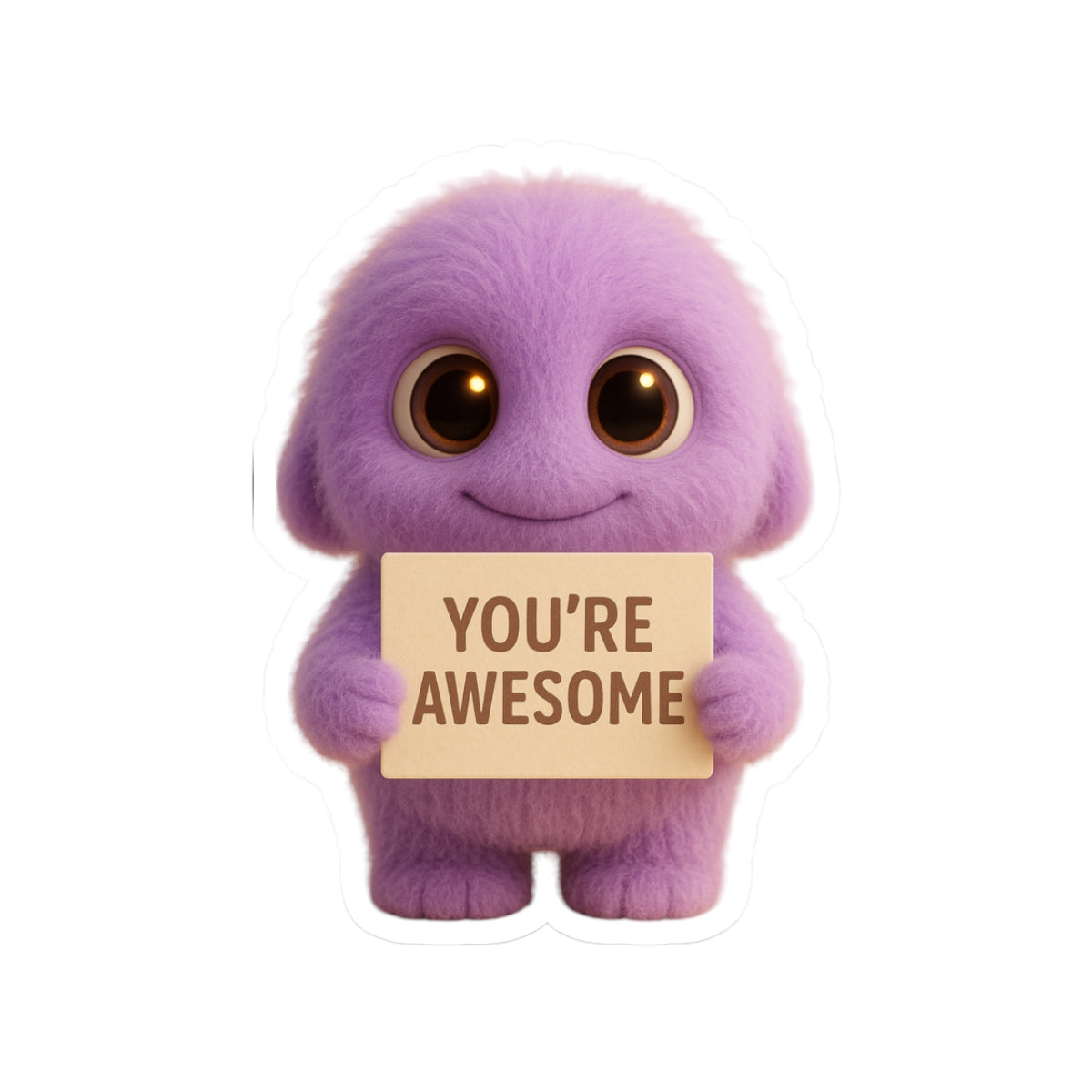 Purple Smiling Monster with ‘You’re Awesome’ Sign | The Monster Library