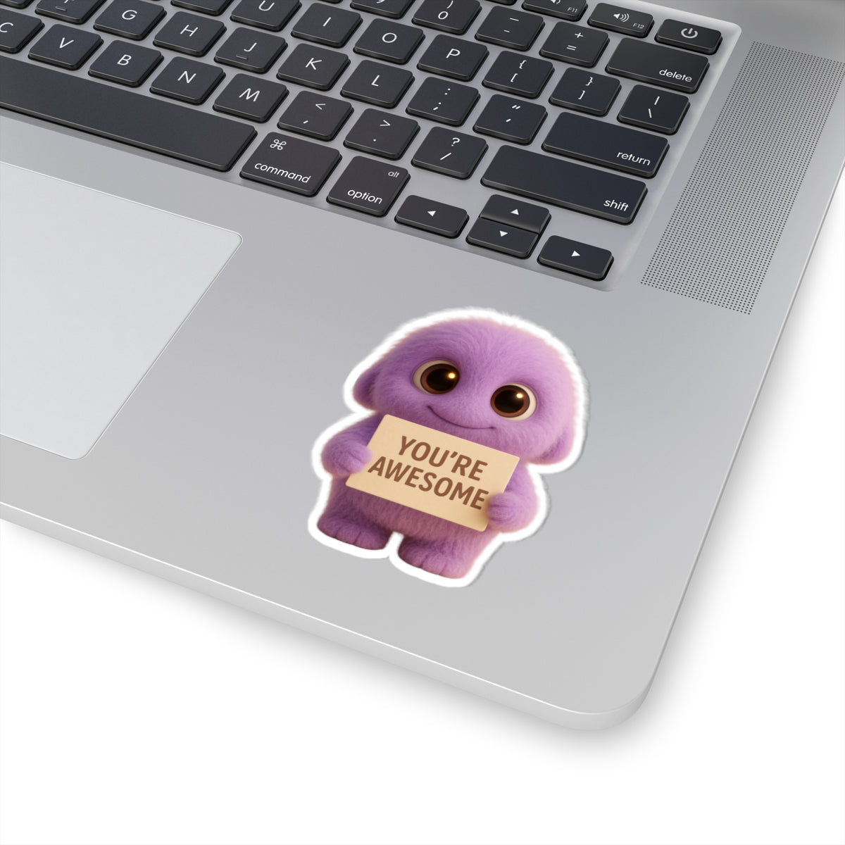 Purple Smiling Monster with ‘You’re Awesome’ Sign | The Monster Library