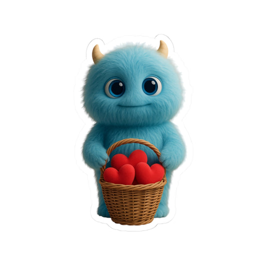 Cute Blue Monster Sticker – Basket of Hearts | The Monster Library