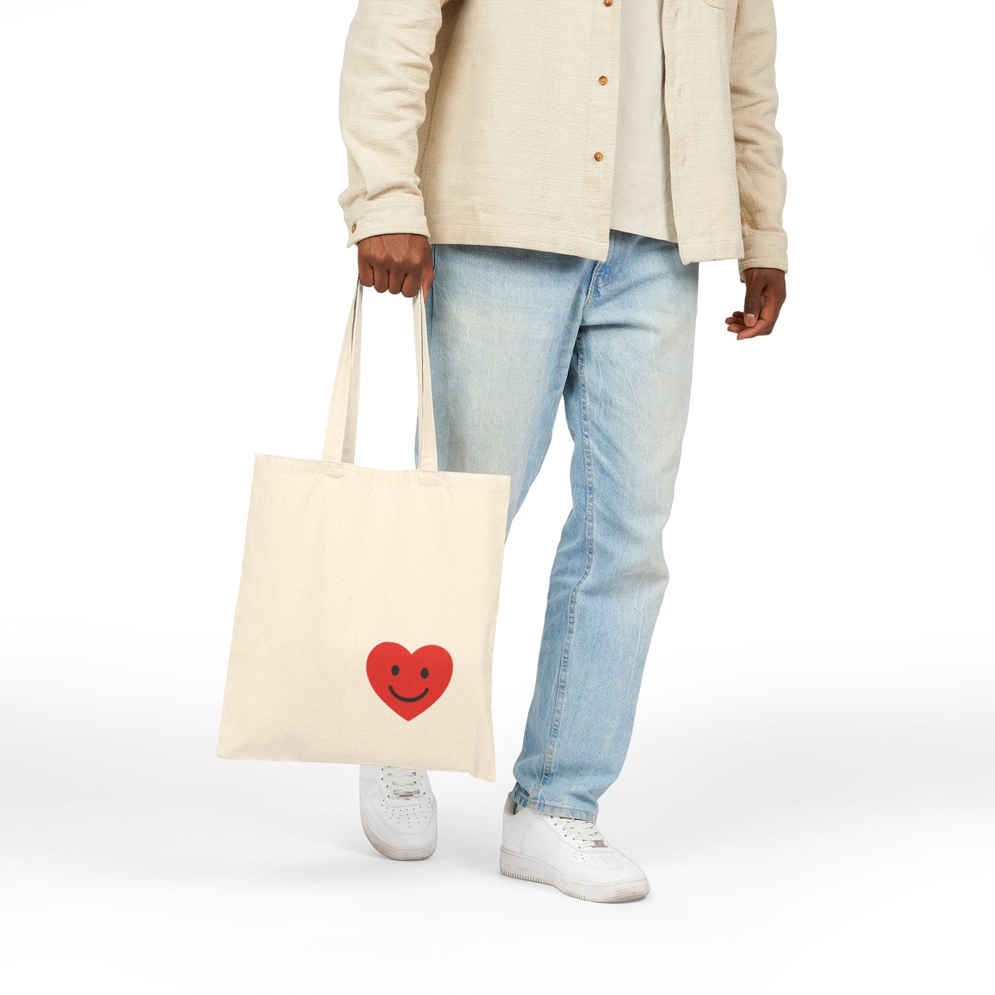 Smiley Heart Cotton Canvas Tote Bag | Eco-Friendly