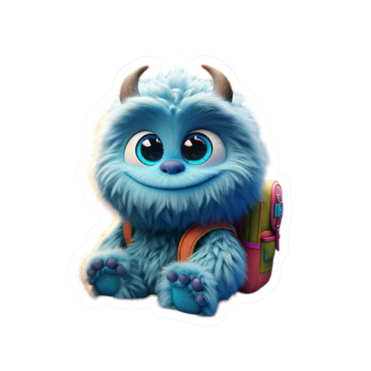 Cute Blue Furry Monster with Backpack on Subway | The Monster Library