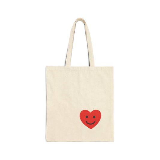 Smiley Heart Cotton Canvas Tote Bag | Eco-Friendly