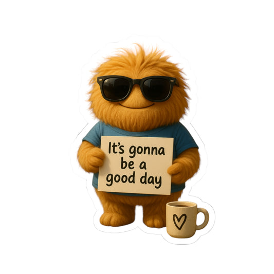 Cool Orange Monster Kiss-Cut Stickers – Sunglasses, Coffee Mug & Positive Sign – Fun Decor & Gift