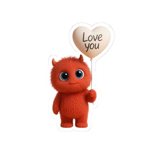 Cute Red Monster with ‘I Love You’ Heart Balloon | The Monster Library