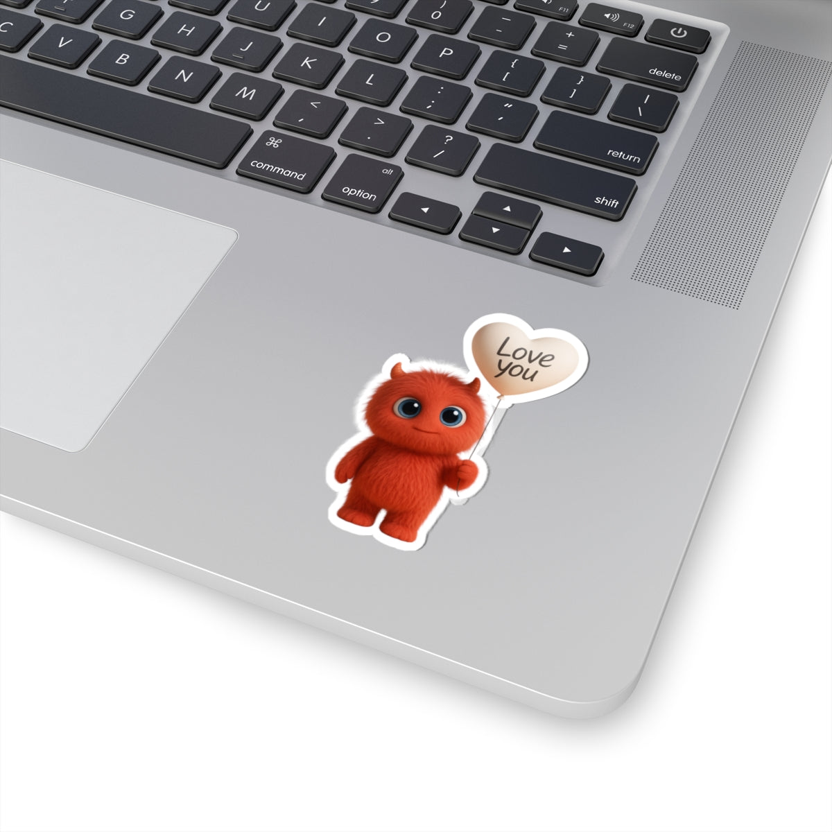 Cute Red Monster with ‘I Love You’ Heart Balloon | The Monster Library