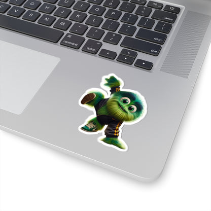 Green Breakdancing Monster in Tracksuit on Subway Platform | The Monster Library
