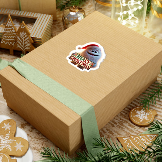 Fuzzy White Monster with ‘Merry Christmas’ Sign | The Monster Library